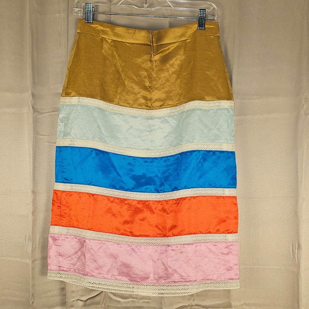 NWT J Crew Womens Colorblock Crochet Ribbon‎ Skirt 2
